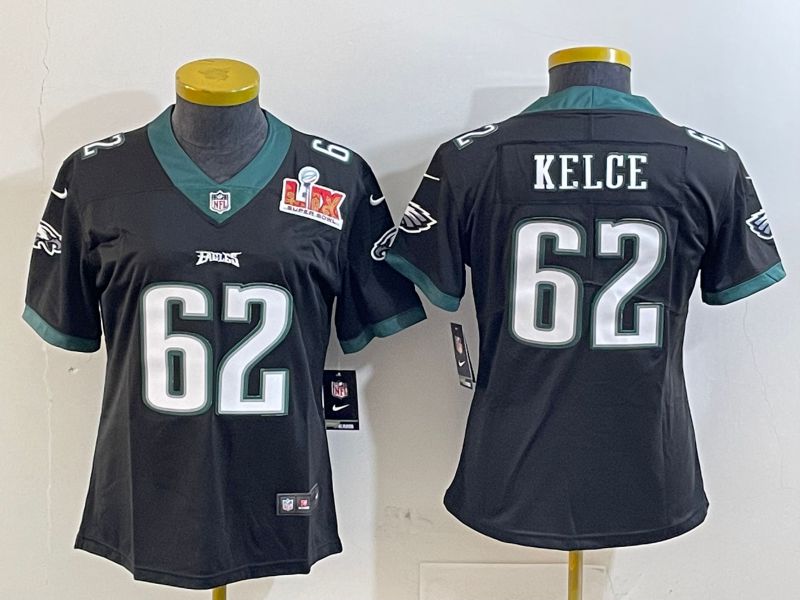 Youth Philadelphia Eagles 62 Kelce Black 2025 Nike Vapor Limited NFL Jersey style 2